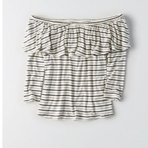 AE adorable off the shoulder ruffle top